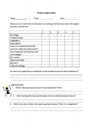 Drama Appreciation Worksheet 