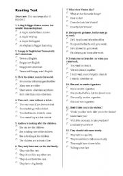 English Worksheet: reading