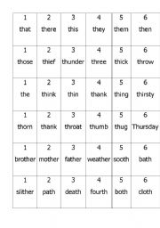 English Worksheet: th-game