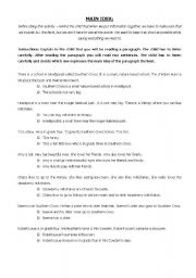 English Worksheet: Finding the main idea in a paragraph