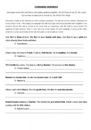 English Worksheet: Combining sentences