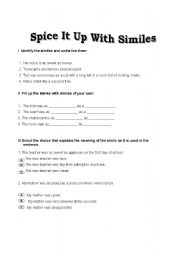 English Worksheet: Similies