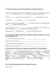 English Worksheet: Homophones