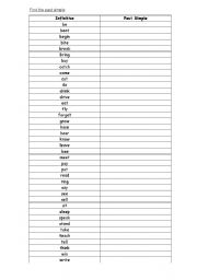 English worksheet: Past simple cloze list 