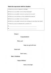 English worksheet: Expressions and greetings