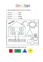 English Worksheet: Colors & Shapes