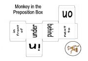 English Worksheet: Monkey in the Preposition Box