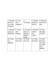 English worksheet: Talking about the past