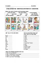 English Worksheet: present continuous tense