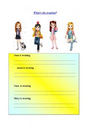 English Worksheet: Whats she wearing?