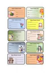 English Worksheet: Super student award