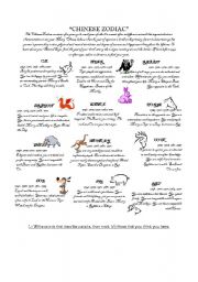 English Worksheet: Chinese Zodiac