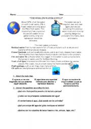 English Worksheet: THE WORLDS WATER SUPPLY
