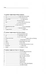 English Worksheet: Exercises of basic english - present continous - near future - there is_are - any, some, a, an, none, one