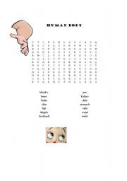 Body Parts Wordsearch