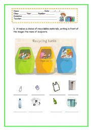 English Worksheet: Recycling