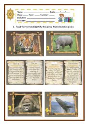 English Worksheet: Animals in Danger