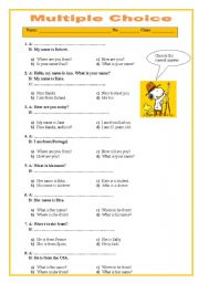 English Worksheet: Multiple Choice