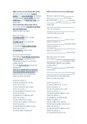 English Worksheet: Song: Milk and toast and honey (Roxette)