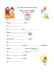 English Worksheet: Much and Many dictation exercise