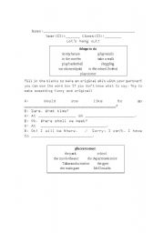 English Worksheet: hanging out