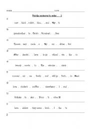 English worksheet: Put the sentences in order    2 