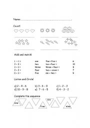 English Worksheet: numbers 1 to 10