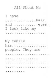 English Worksheet: All About Me