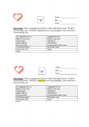 English Worksheet: Blood Flow Through the Heart