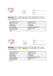 English worksheet: Blood Flow Through the Heart