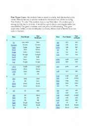 English worksheet: past trnse game