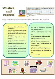 English Worksheet: wishes - regrets