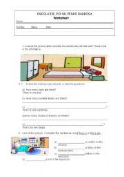 English Worksheet: House and there to be