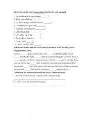 English worksheet: A Worksheet For High School