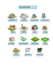 English Worksheet: Places in town