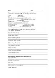 English worksheet: Future using WILL