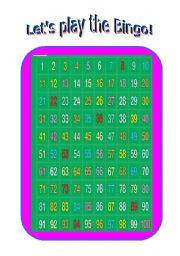 English Worksheet: Lets play the bingo - Numbers 