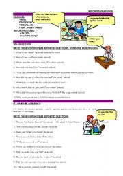 English Worksheet: reported speech questions