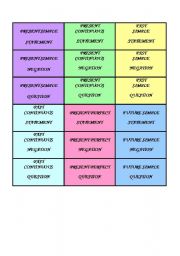 English Worksheet: tenses review boardgame - cards
