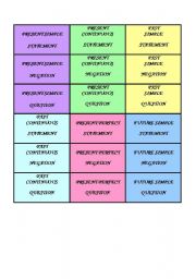 English Worksheet: tenses review boardgame - cards