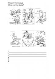 English Worksheet: learn present continuous with bob sponge