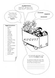 English Worksheet: MONTHS - AUGUST