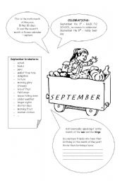 English Worksheet: MONTHS - SEPTEMBER