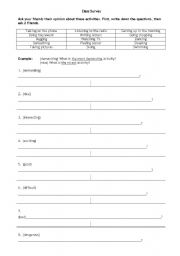 English Worksheet: Class Survey