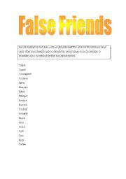 English Worksheet: False Friends