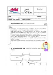 English Worksheet: 5th grade test