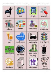 English Worksheet: British and American English - pelmanism cards - part 2