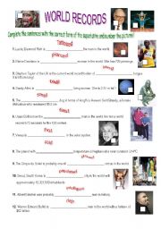 English Worksheet: The superlative: world records!