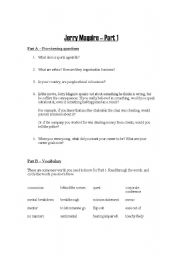 English Worksheet: Jerry Maguire - Parts 1 and 2