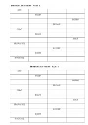 English worksheet: irregular verbs